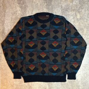 Geometric Patterned Sweater knit London Fog Medium Grandpa Core